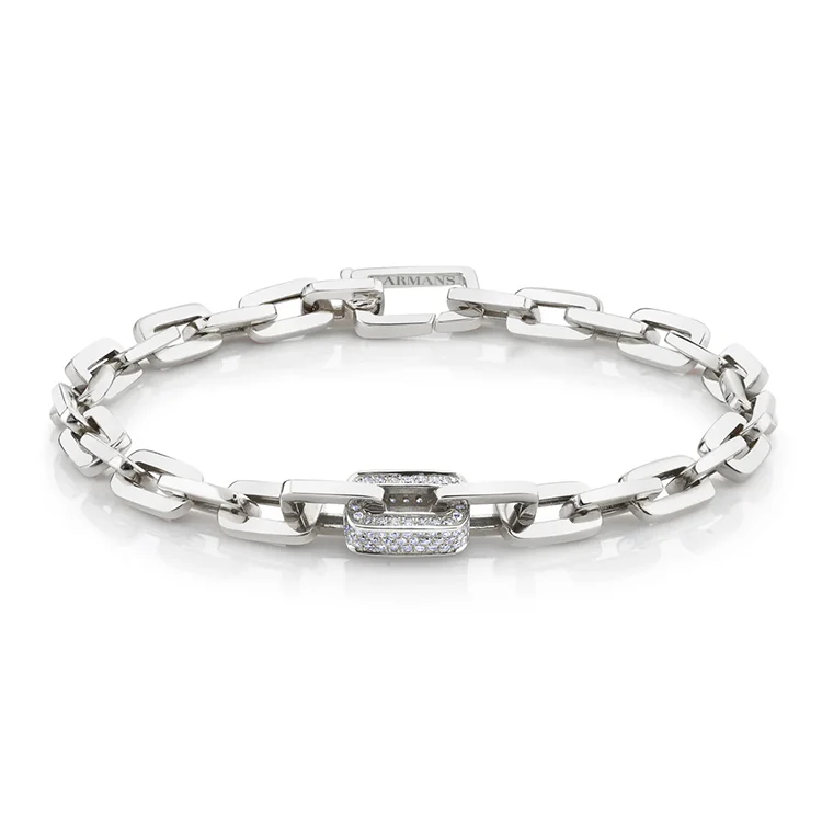 Men's Chain Link Bracelet with Pavé Diamonds - Image 2