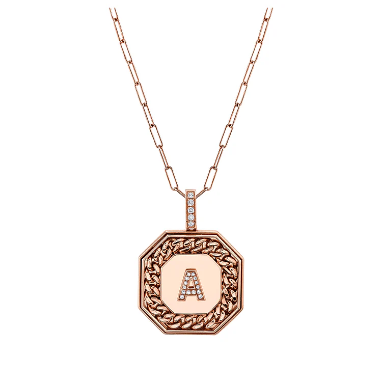 Men's Diamond Initial Nameplate Necklace - Image 3