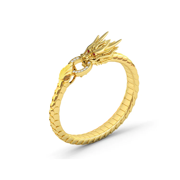 Men's Dragon Bracelet with Red Rubies