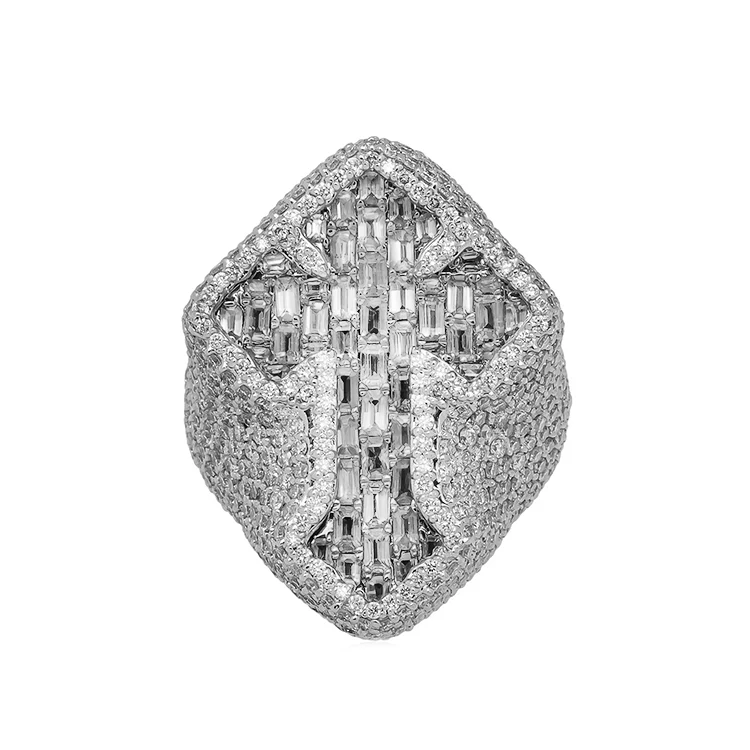 Men's Iced Out Diamond Cross Ring