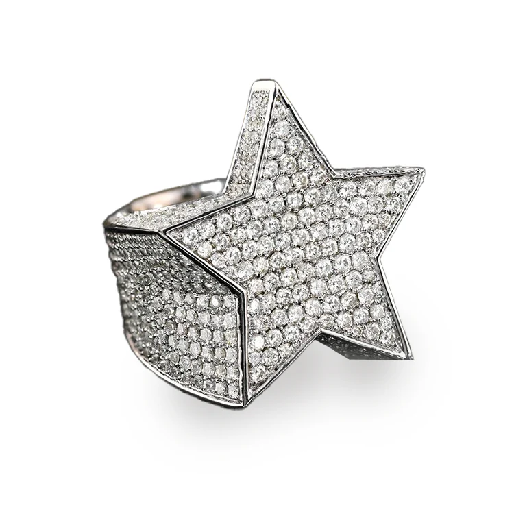 Men's Iced Out Diamond Star Ring