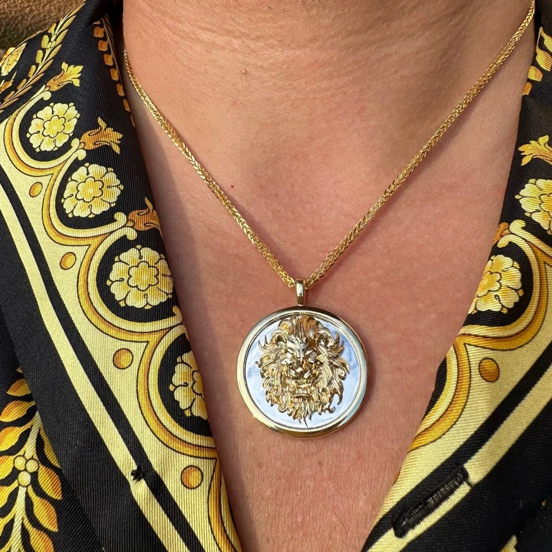 Men's Lion Pendant with Diamond Eyes - Image 2