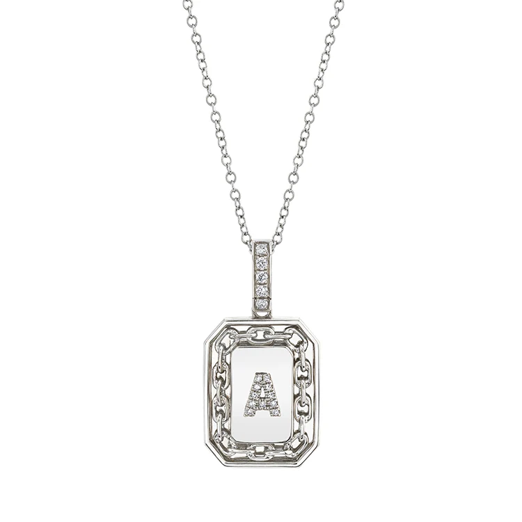 Men's Pavé Diamond Initial Nameplate Necklace - Image 2
