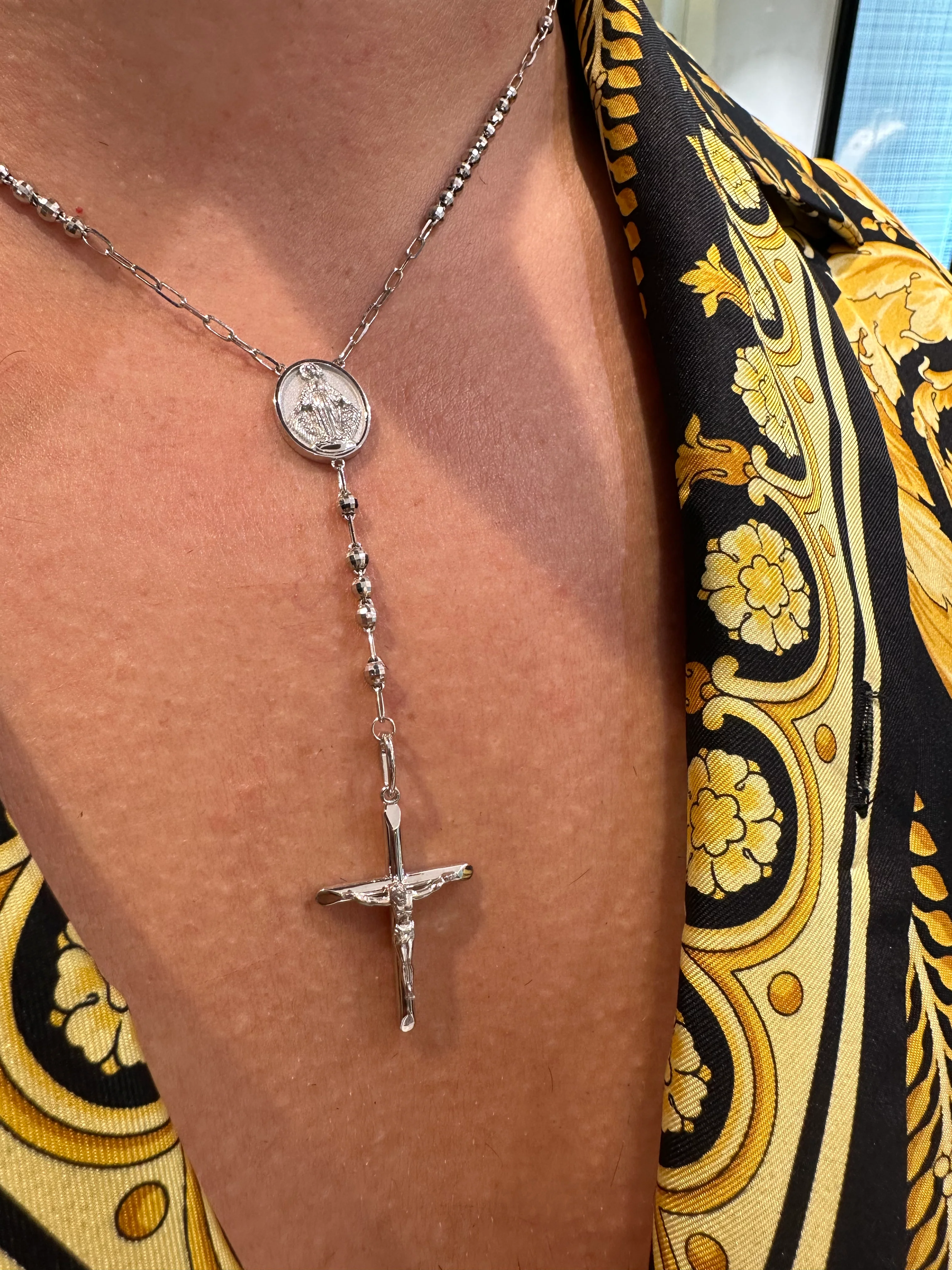 Men's Solid Gold Rosary Necklace - Image 2