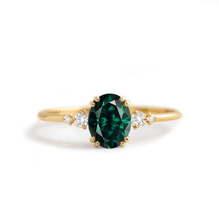 Messina Green Emerald Diamond Ring