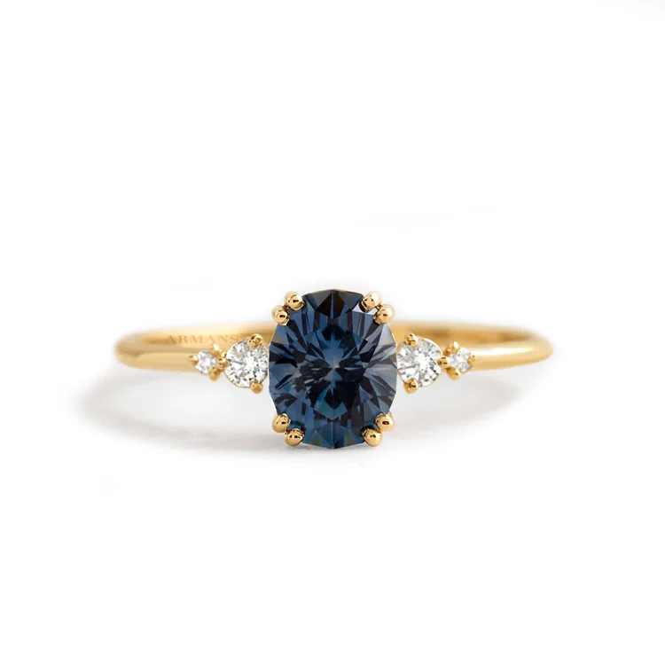 Messina Teal Sapphire Diamond Ring