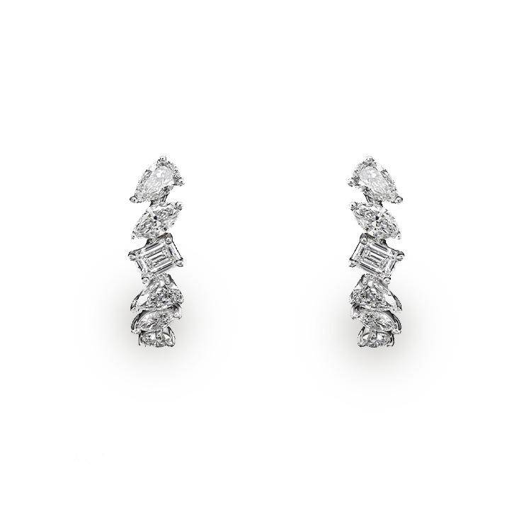 Mixed Diamond Drop Earrings - Image 2
