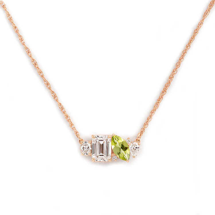 Mixed Shape Diamond and Sapphire Cluster Necklace - Image 29