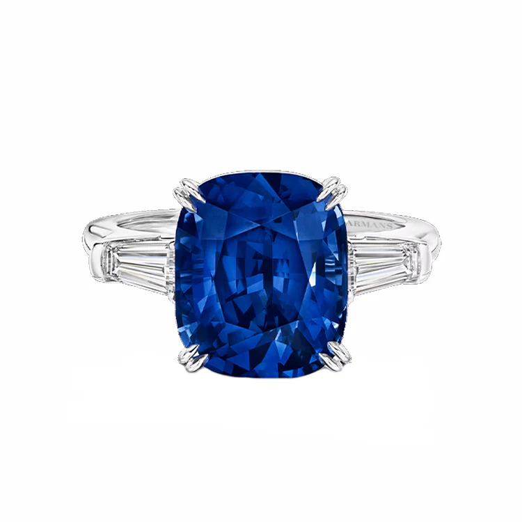Monterey Blue Sapphire Trilogy Engagement Ring