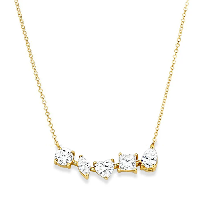 Multi Diamond Bar Necklace