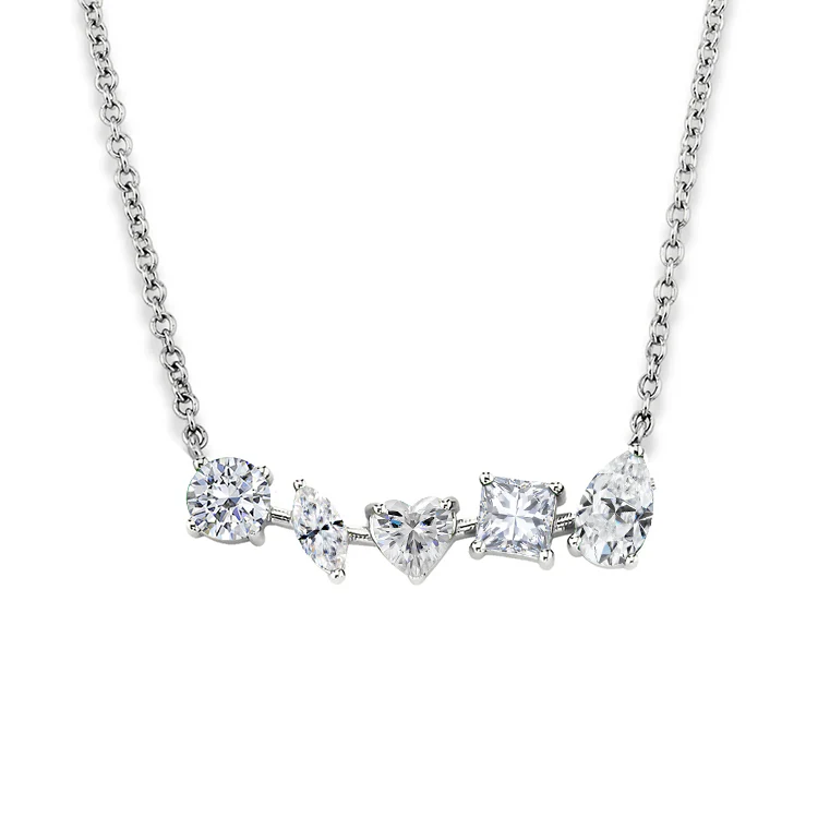 Multi-Shaped Diamond Bar Necklace - Image 2