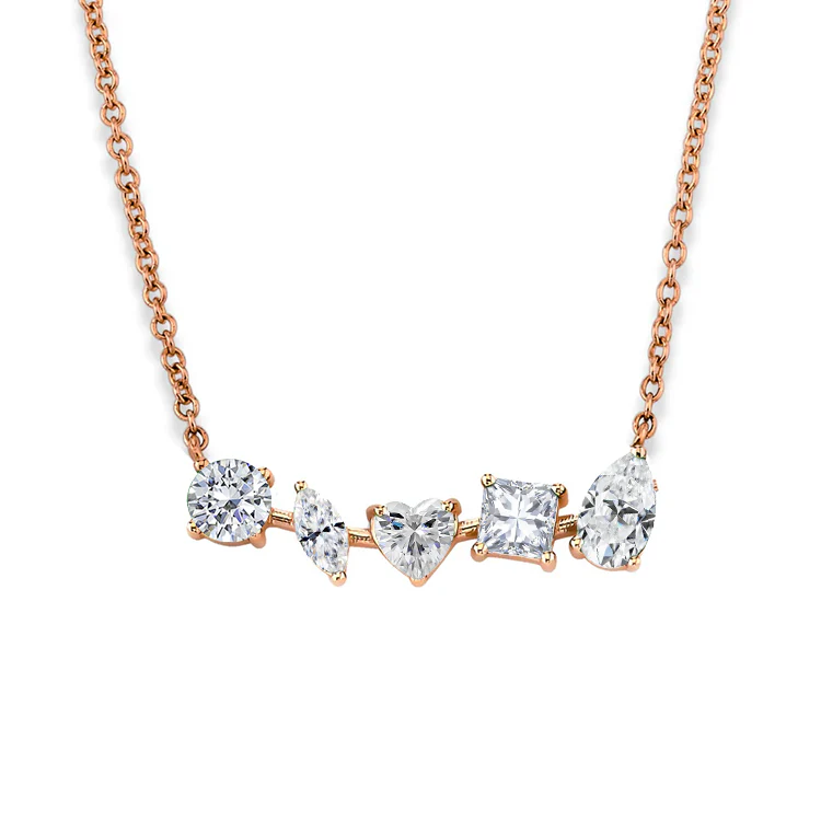 Multi-Shaped Diamond Bar Necklace - Image 3