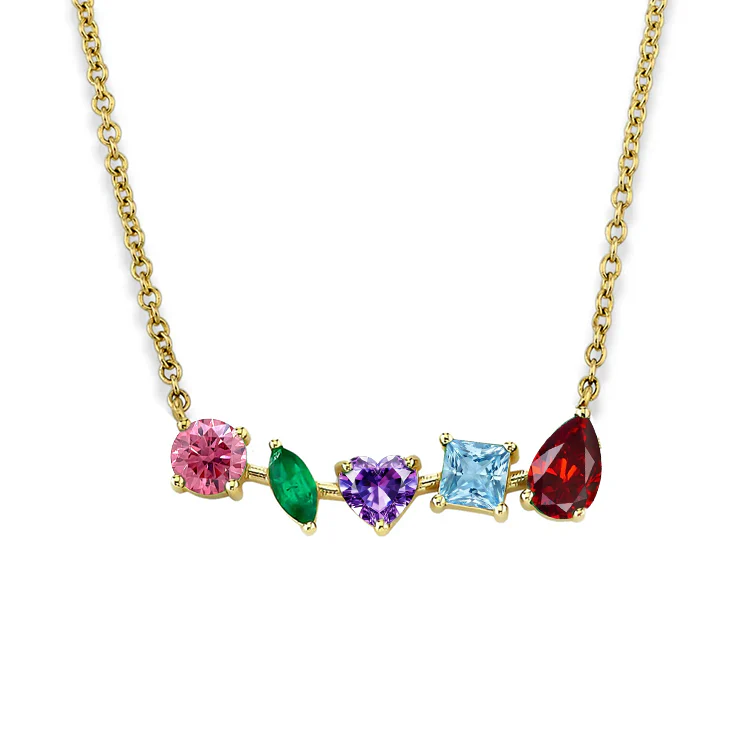 Multi-Shaped Rainbow Bar Necklace