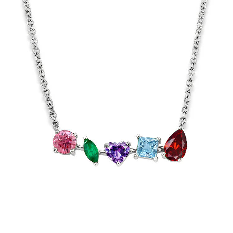 Multi-Shaped Rainbow Bar Necklace - Image 2