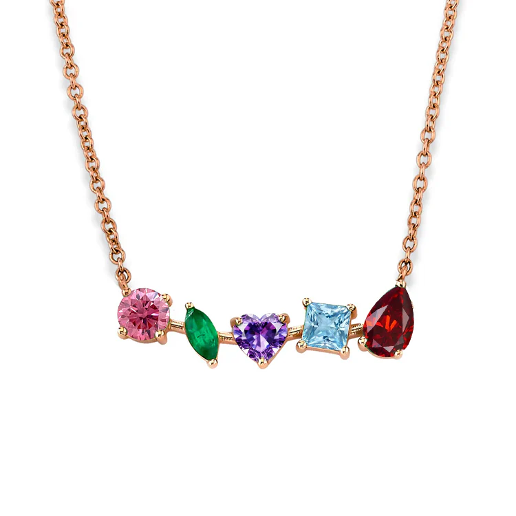 Multi-Shaped Rainbow Bar Necklace - Image 3