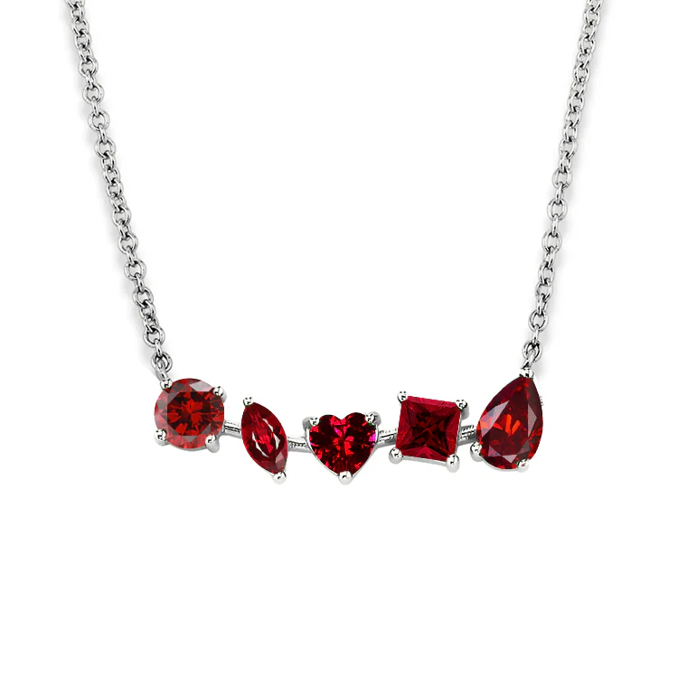 Multi-Shaped Ruby Bar Necklace - Image 2