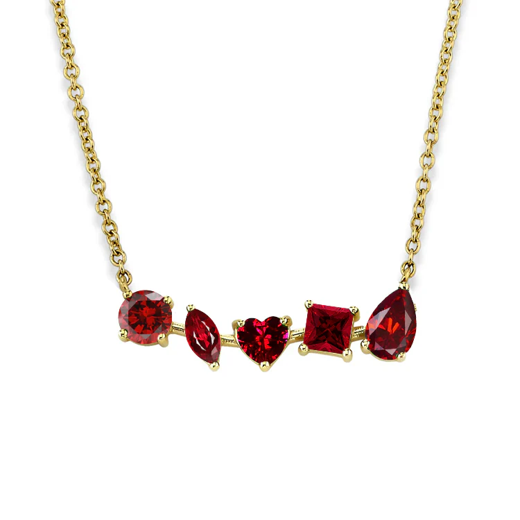 Multi-Shaped Ruby Bar Necklace - Image 3