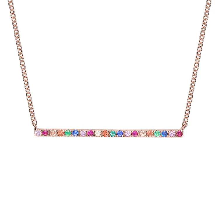 Multicoloured Rainbow Sapphire Beam Necklace - Image 2