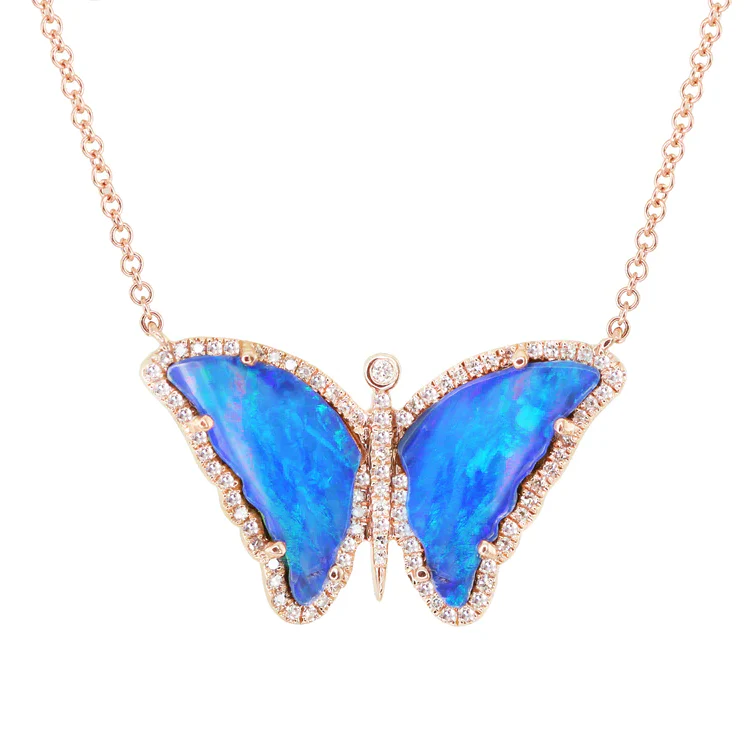 Opal Radiance Diamond Butterfly Necklace - Image 2
