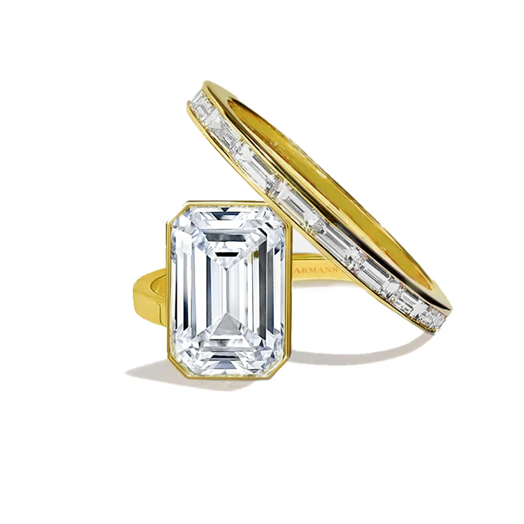 Orbit Bezel Emerald Lab Grown Diamond Engagement Ring