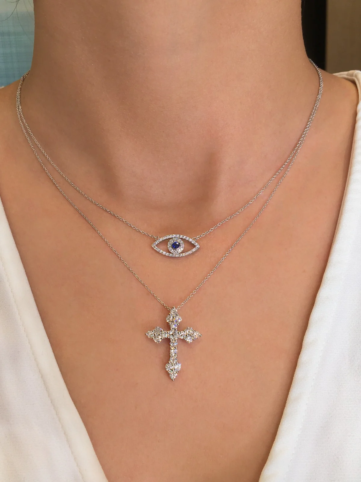 Orthodox Diamond Cross Necklace - Image 3