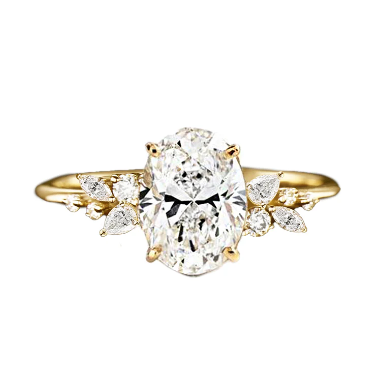Oval Elora Lab Grown Diamond Cluster Engagement Ring
