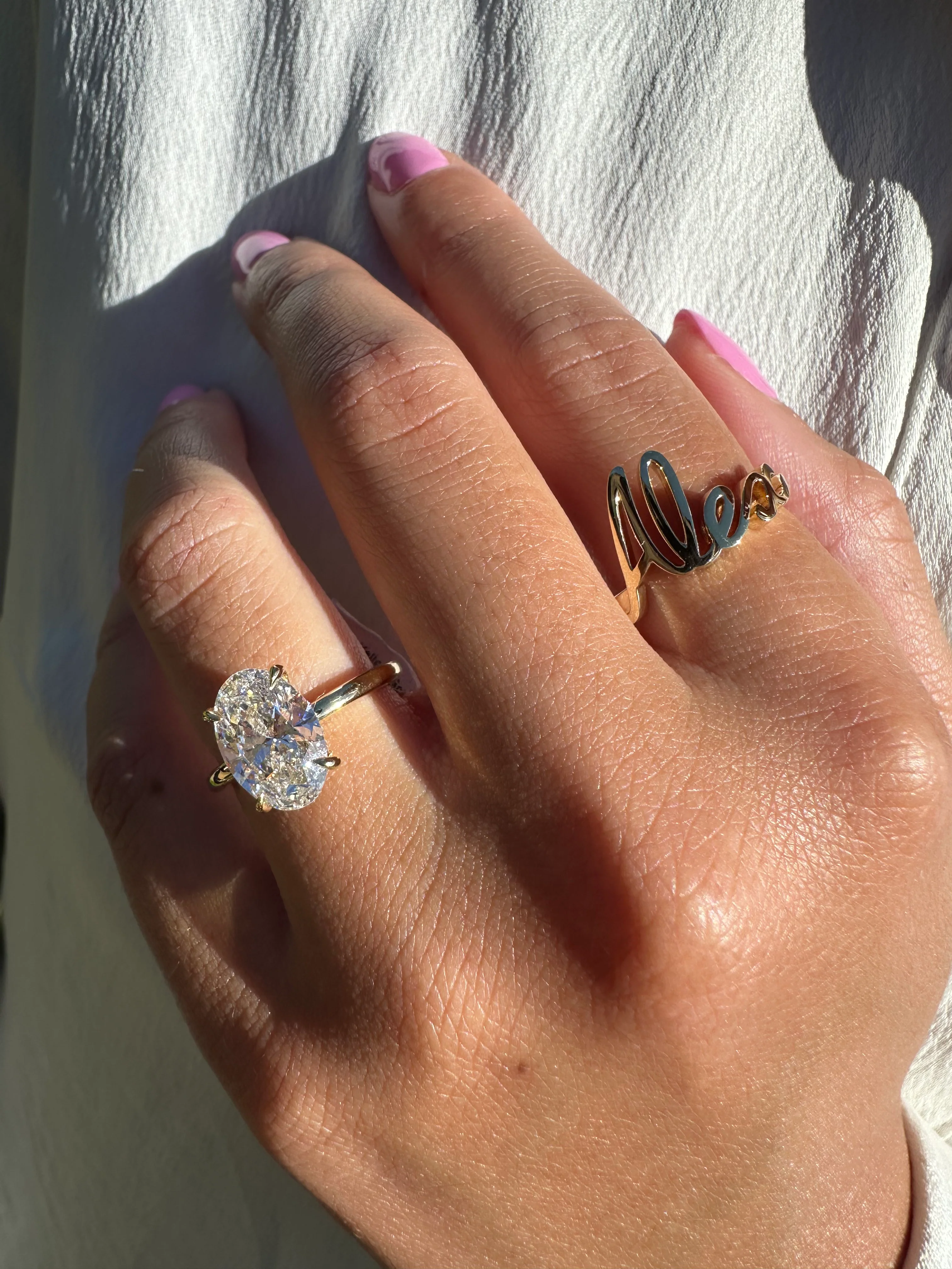 Oval Madison 6 Claw Lab Grown Engagement Ring - Image 2