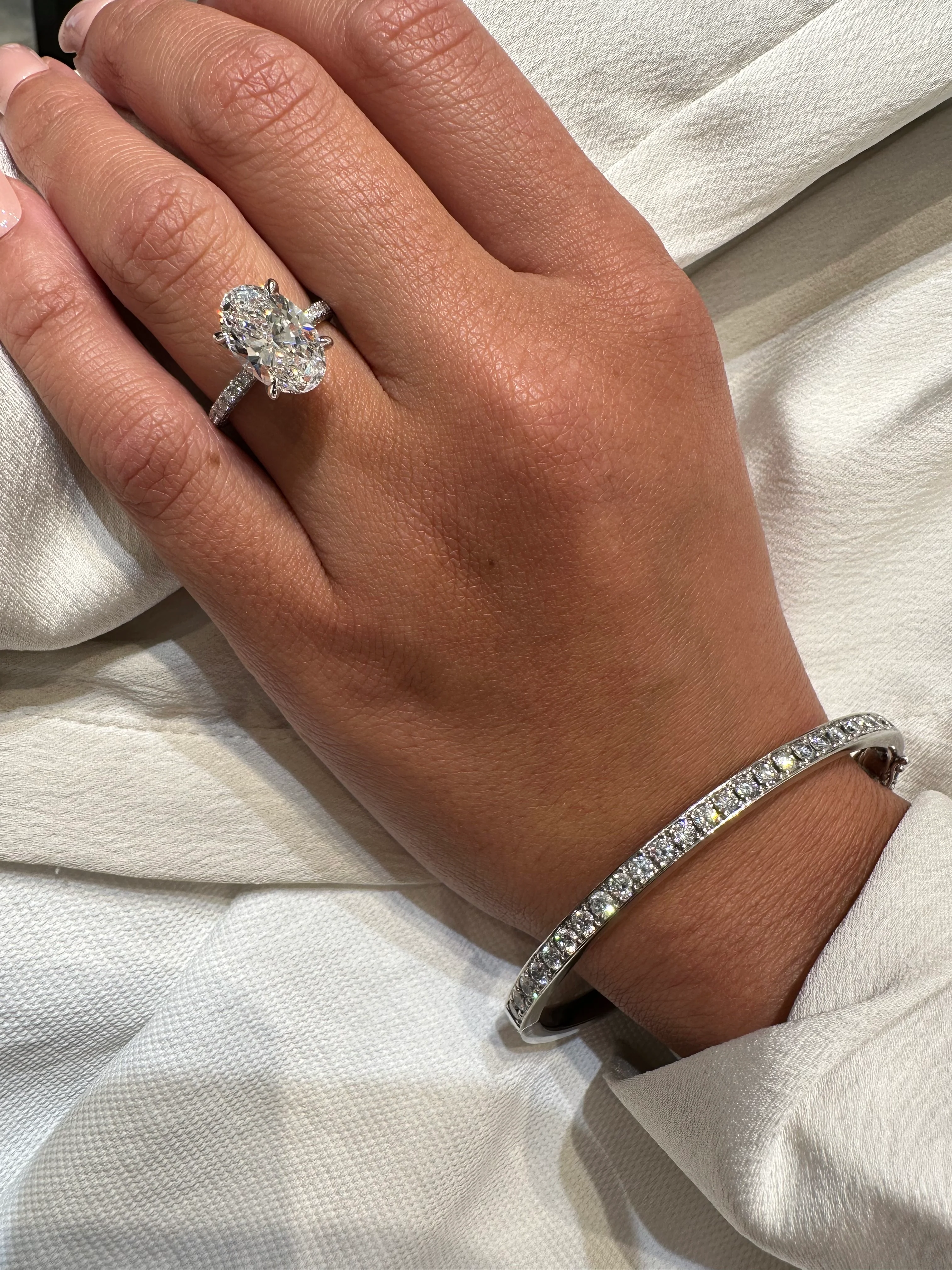 Oval Snow White Engagement Ring - Image 3