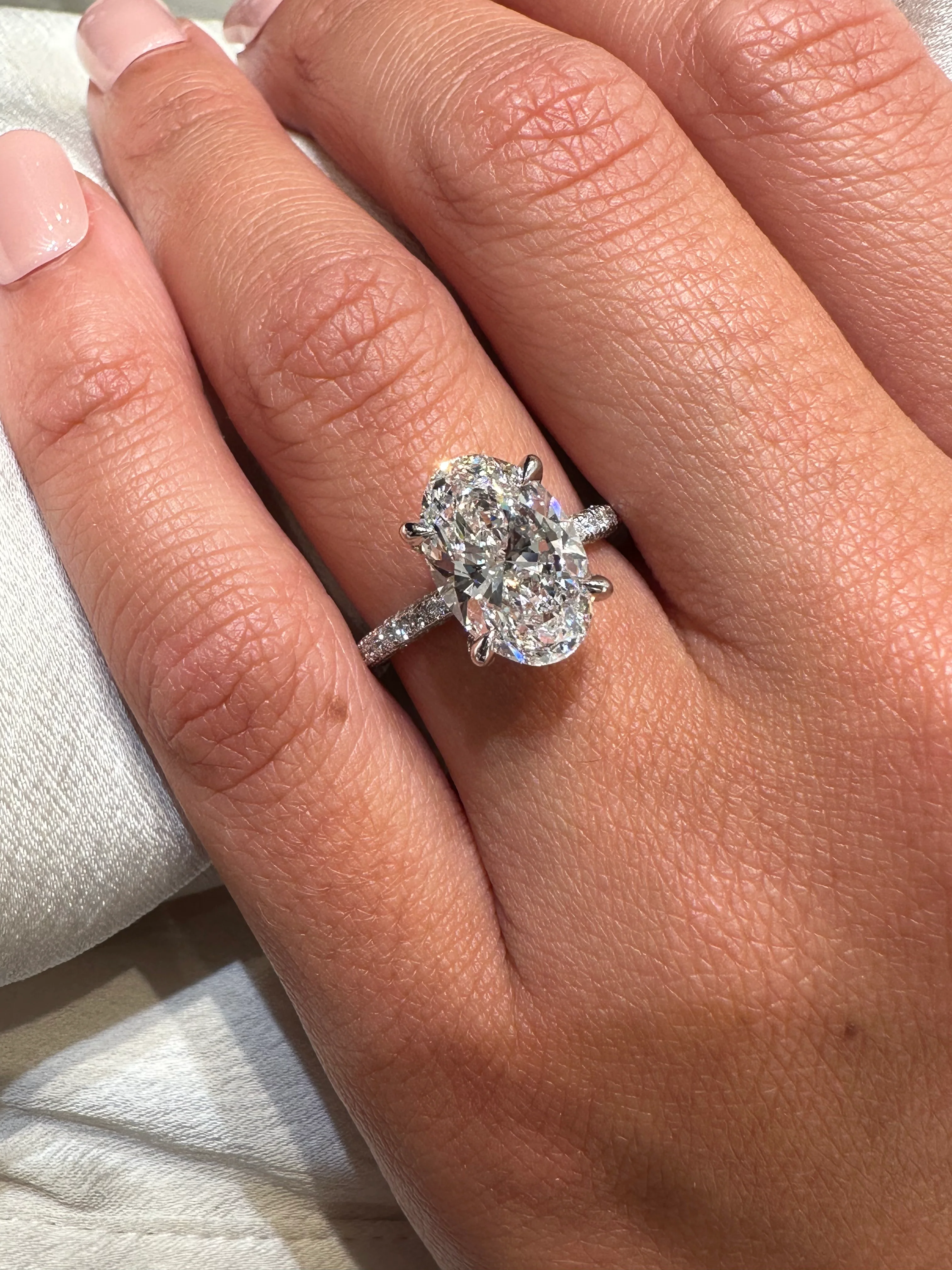 Oval Snow White Lab Grown Engagement Ring - Image 2