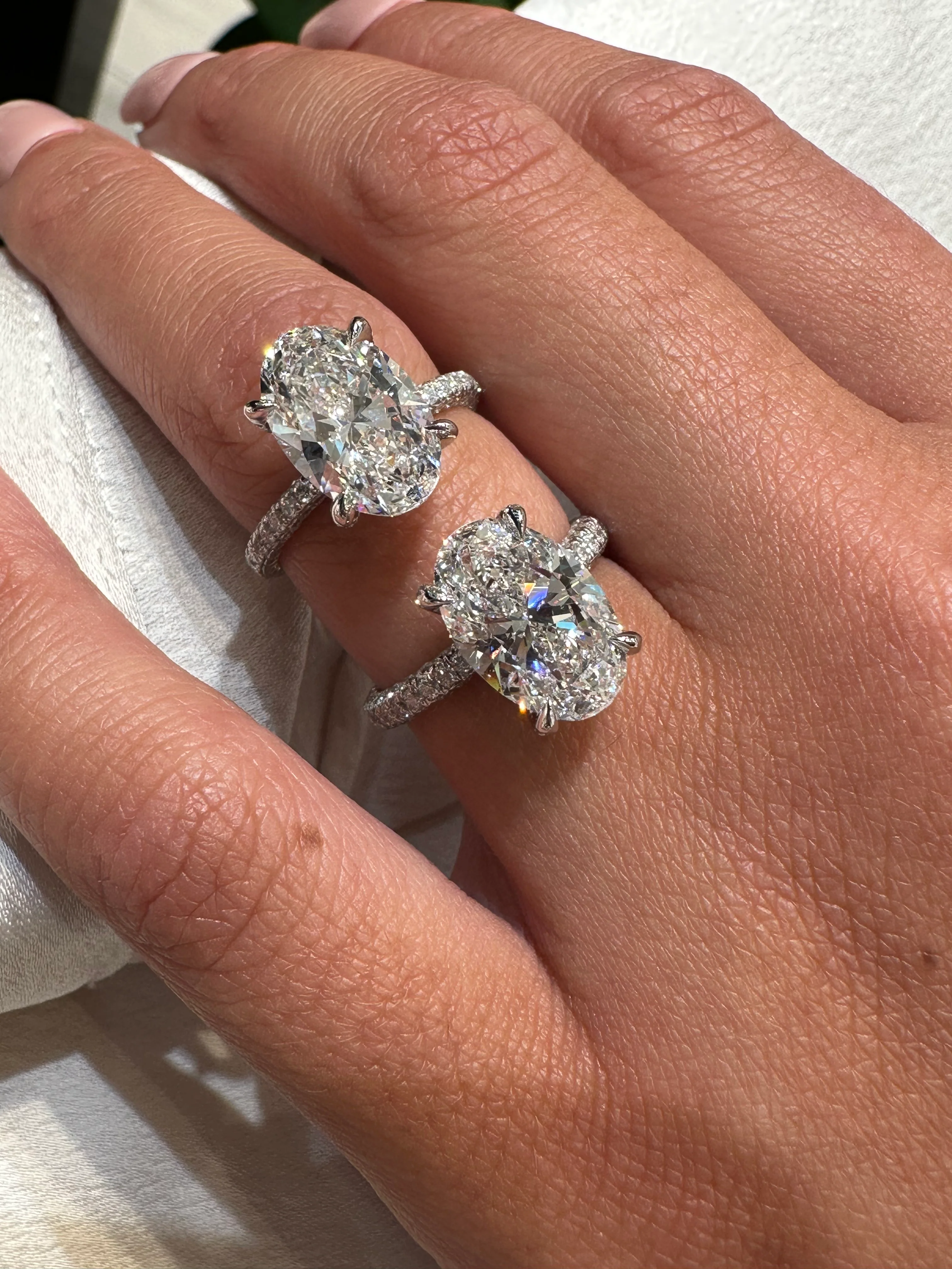 Oval Snow White Lab Grown Engagement Ring - Image 4
