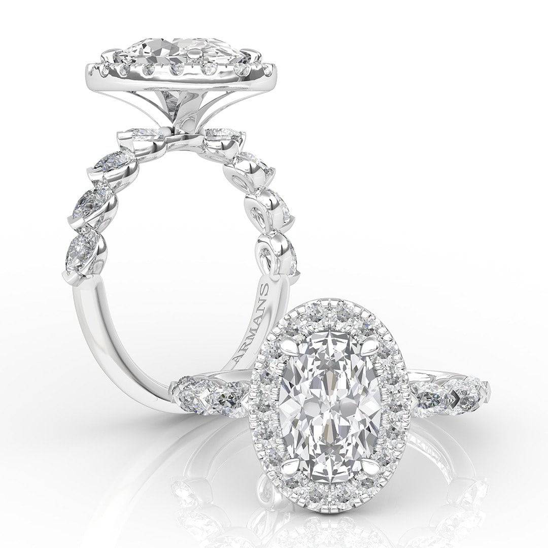 Oval Snowflake Engagement Ring