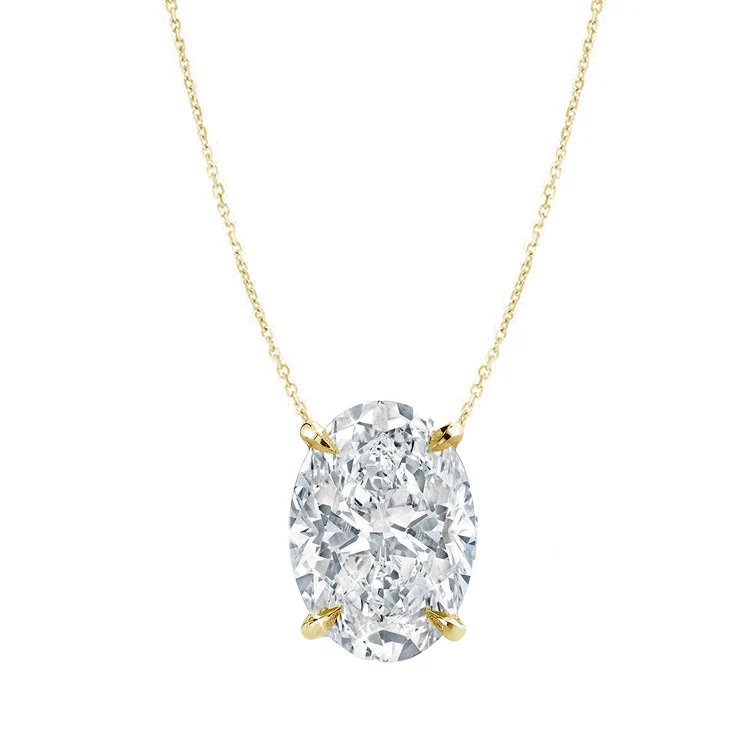 Oval Solitaire Diamond Pendant - Image 3