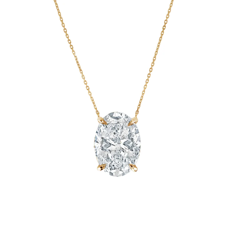 Oval Solitaire Diamond Pendant - Image 5