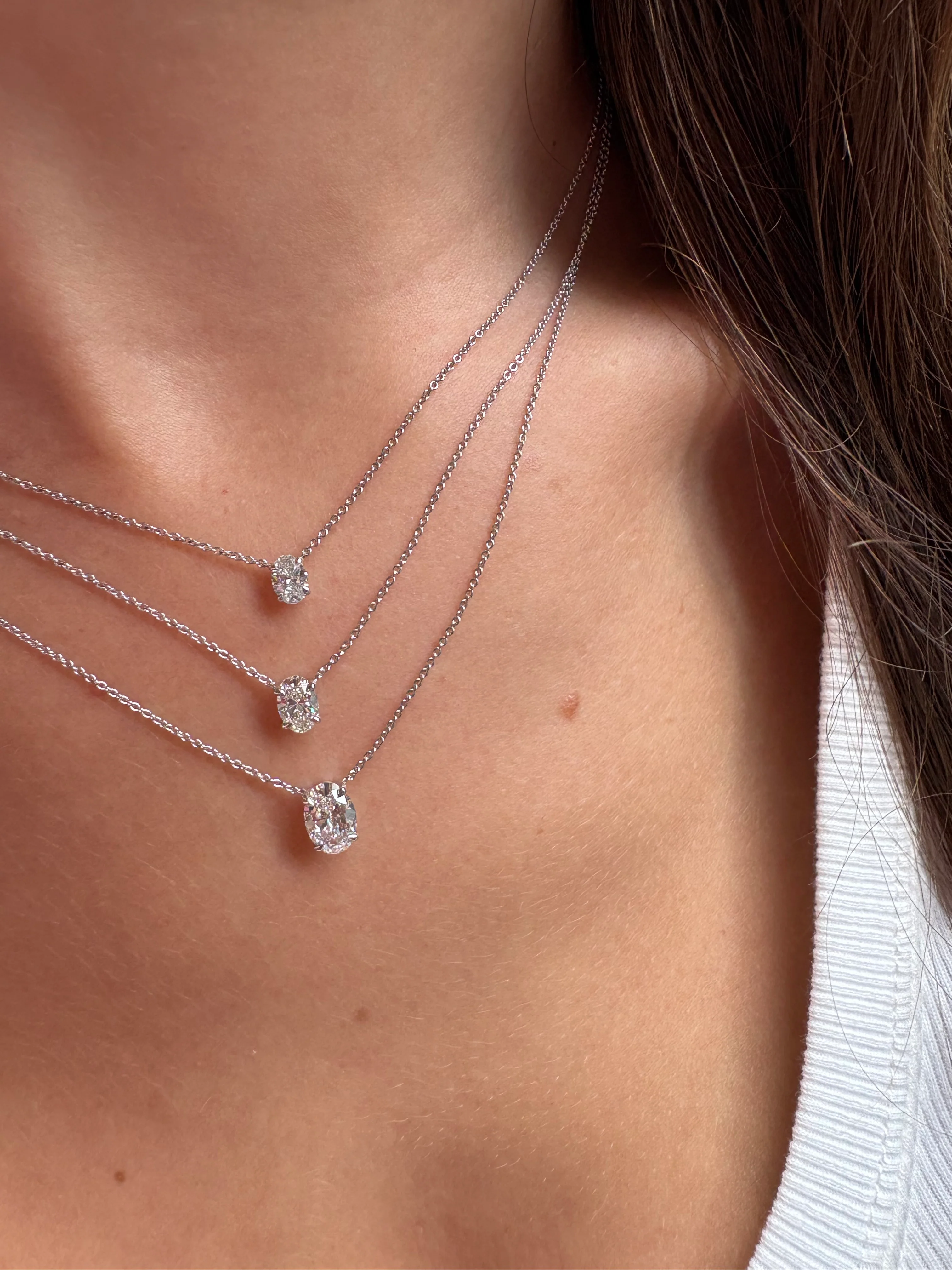 Oval Solitaire Diamond Pendant - Image 9
