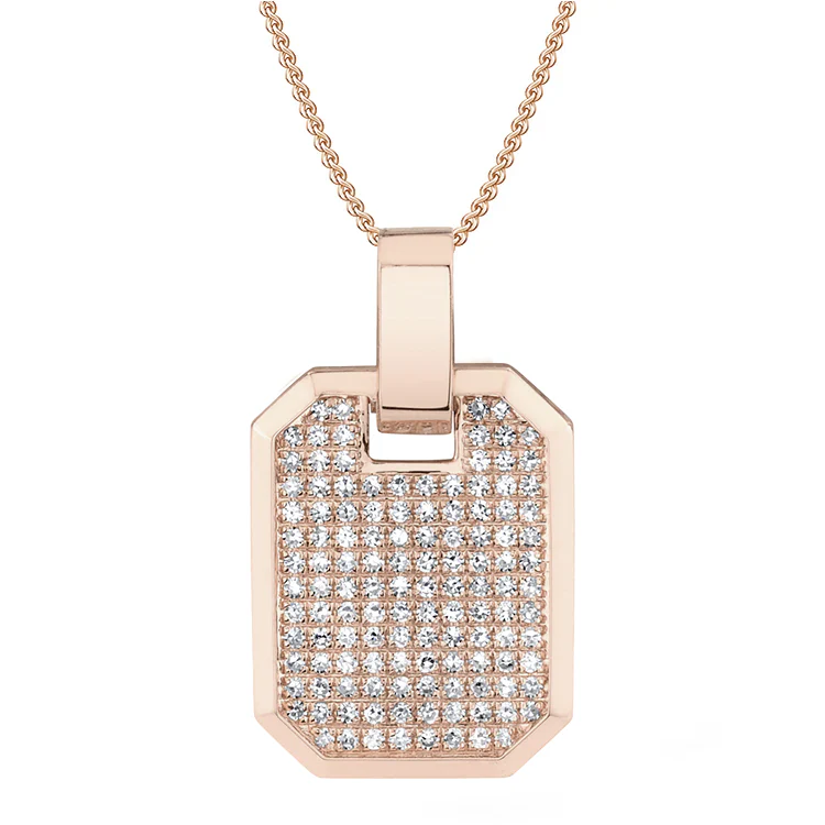 Pavé Diamond Dog Tag Necklace - Image 3