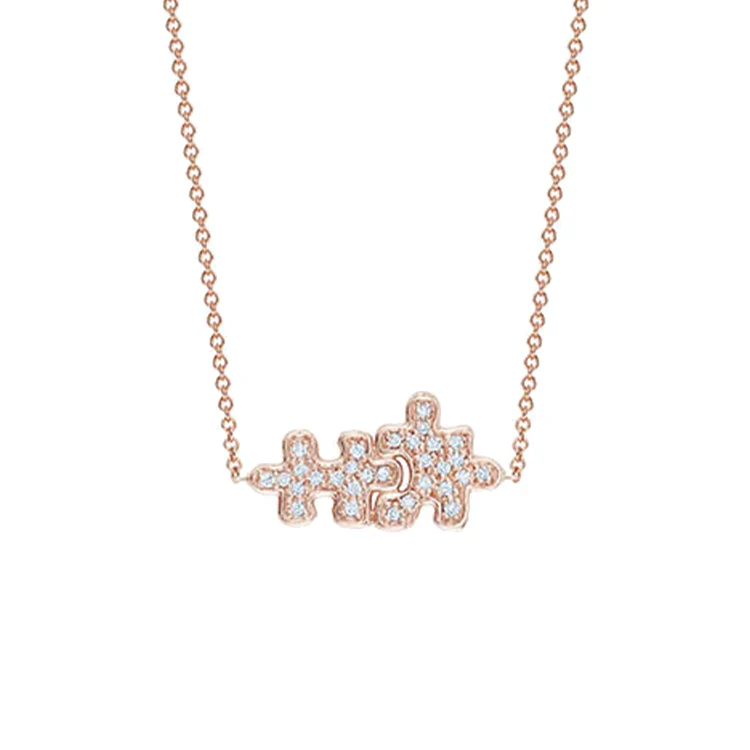 Pavé Diamond Jigsaw Puzzle Necklace - Image 3