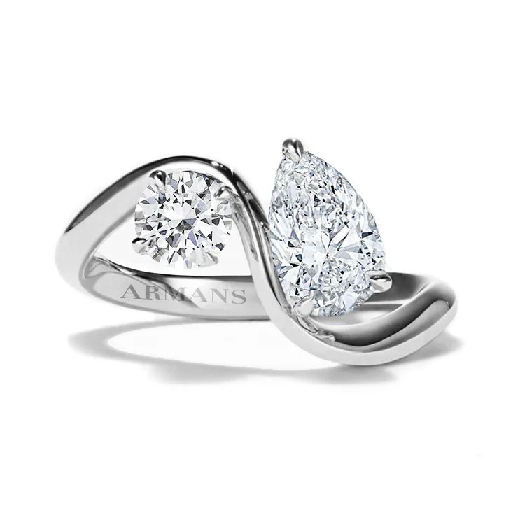 Pear and Round Diamond Twist Ring - Image 2
