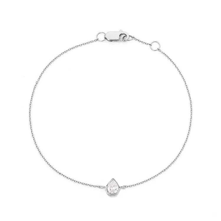 Pear Bezel Set Diamond Bracelet - Image 2