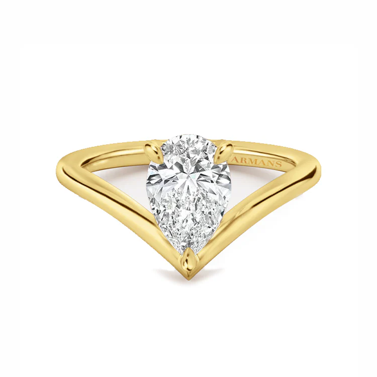 Pear Diamond V Ring