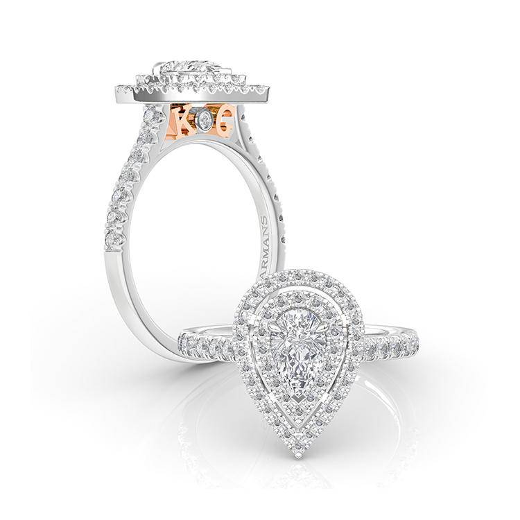 Pear Double Halo Engagement Ring - Image 5
