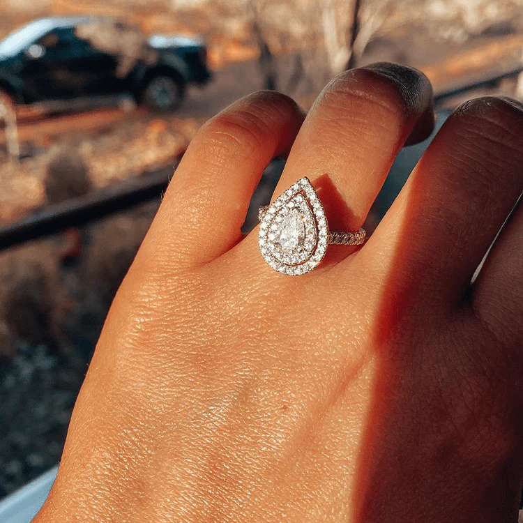 Pear Double Halo Engagement Ring - Image 6