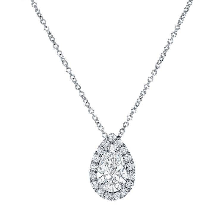 Pear Halo Diamond Pendant