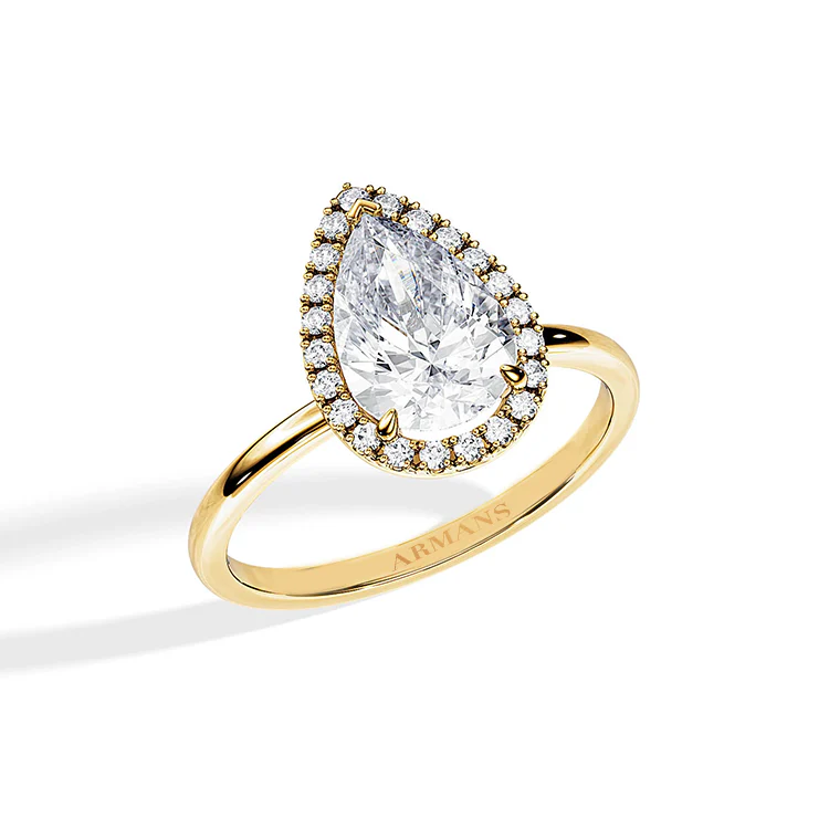 Pear Halo Engagement Ring With Plain Band