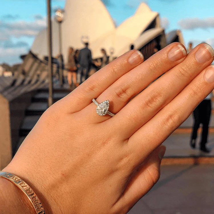 Pear Halo Lab Grown Engagement Ring - Image 3