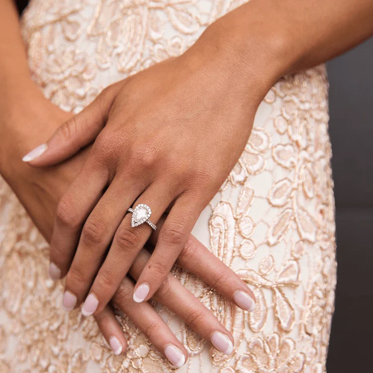Pear Halo Lab Grown Engagement Ring - Image 5