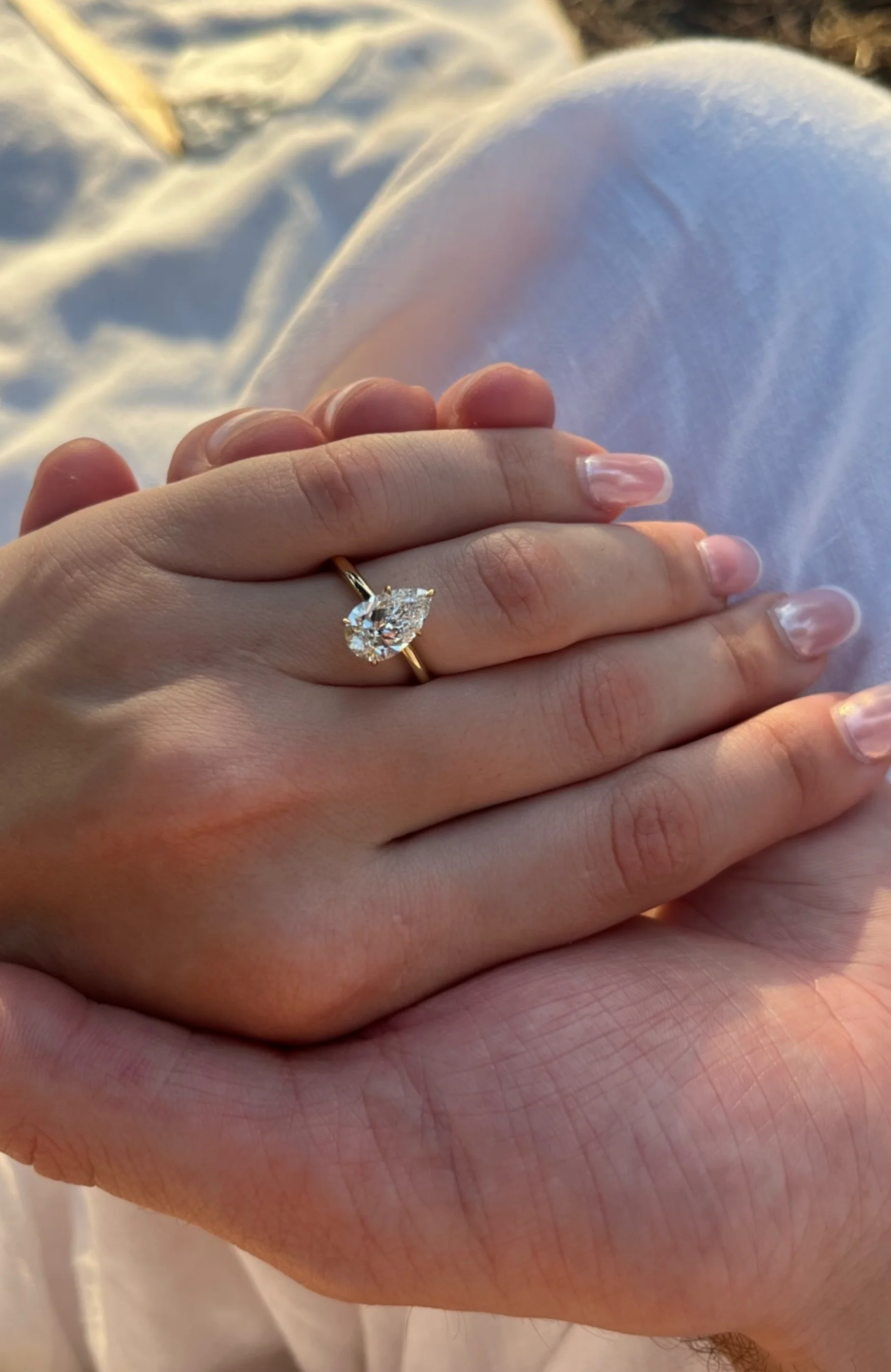 Pear Madison 5 Claw Engagement Ring - Image 4