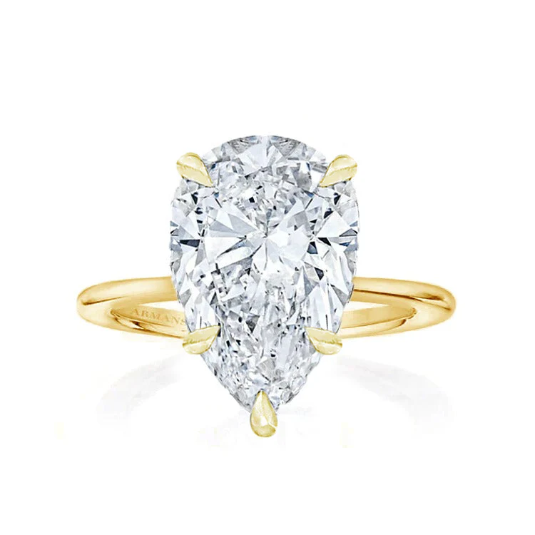 Pear Madison Lab Grown 5 Claw Engagement Ring