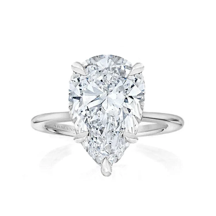 Pear Madison Lab Grown 5 Claw Engagement Ring - Image 2