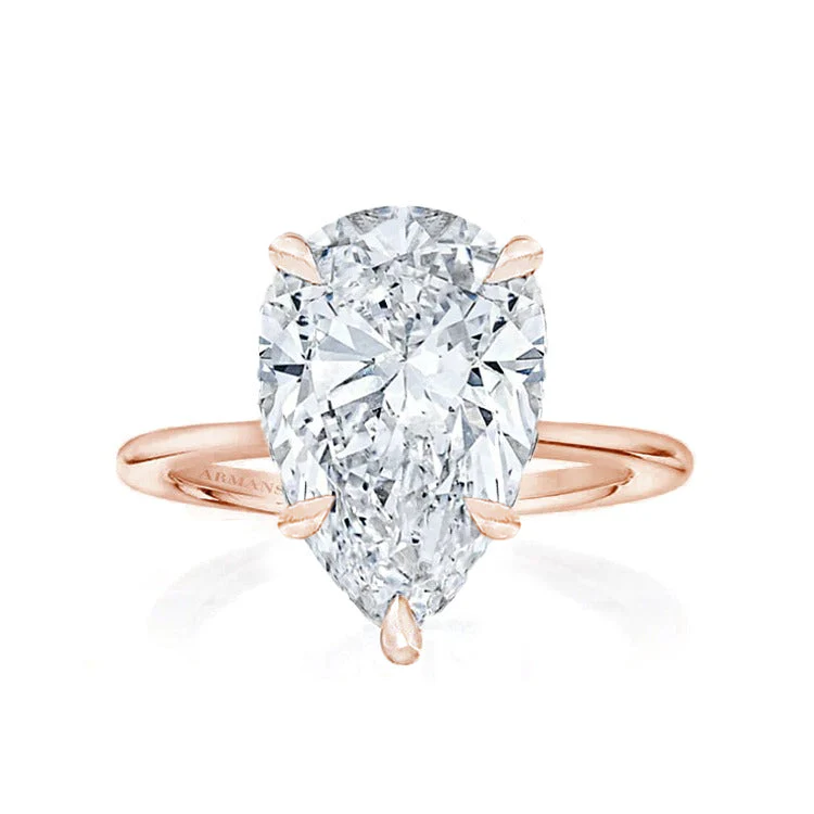 Pear Madison Lab Grown 5 Claw Engagement Ring - Image 3