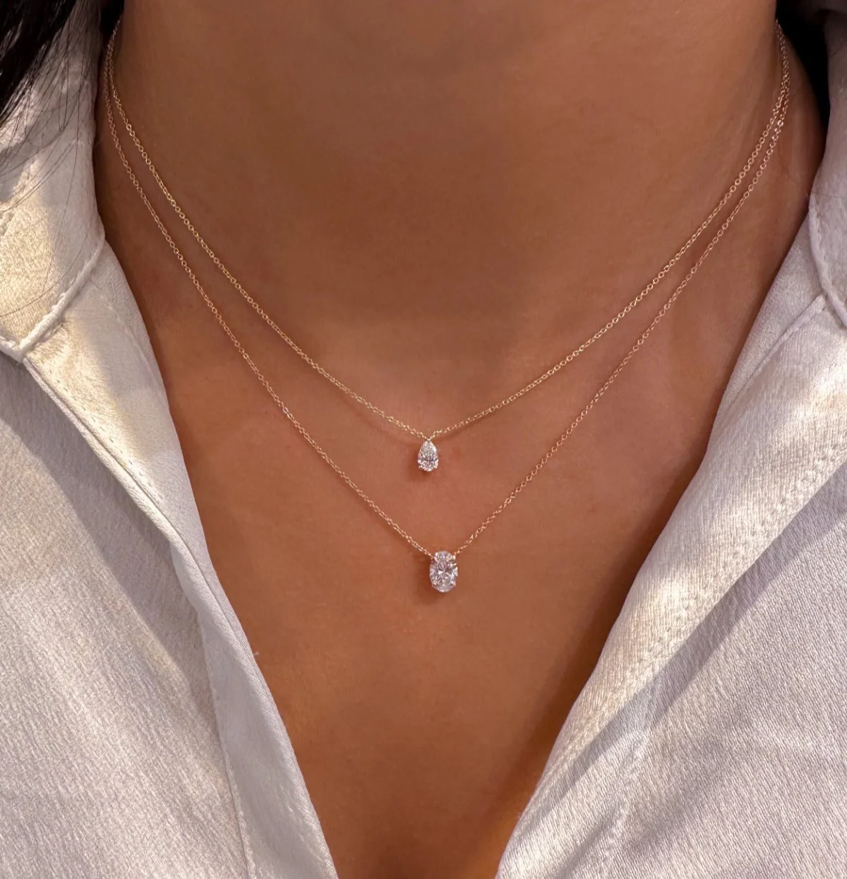 Pear Solitaire Diamond Pendant - Image 2